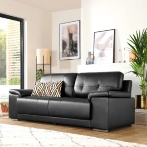 Shannon 2 Seater Sofa, Black Premium Leather
