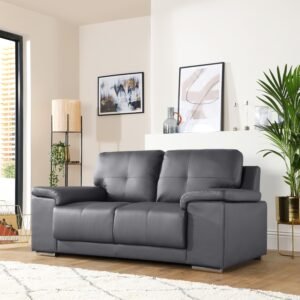 Shannon 2 Seater Sofa, Grey Premium Leather
