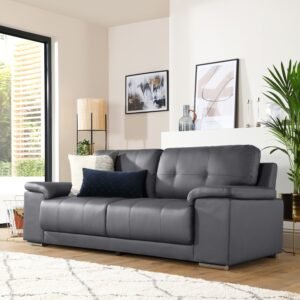 Shannon 3 Seater Sofa, Grey Premium Leather