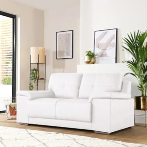 Shannon 2 Seater Sofa, White Premium Leather