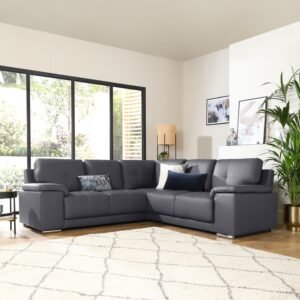 Shannon Corner Sofa, Grey Premium Leather