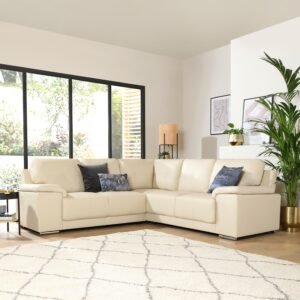 Shannon Corner Sofa, Ivory Premium Leather