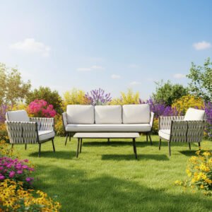 Garden Aluminium & Rope Lounge Set