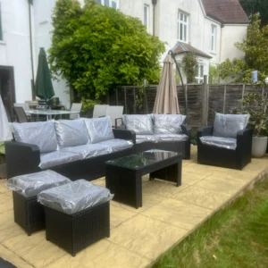 Luxury Rattan 6 piece Sofa Set - Black Flat Weave