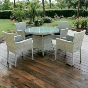 Malaga 4-seat rattan dining set Natural