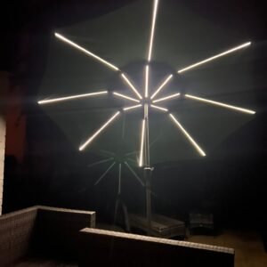 2.7m round LED solar parasol - Taupe